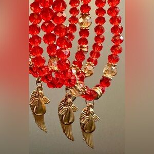 Set of 3 Beautiful glass beads with Angel and Wing Charms bracelets